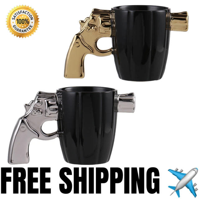 3D GUN HANDLE Mug Revolver Pistol Coffee Cup Unique Gifts 14 oz 22.11
