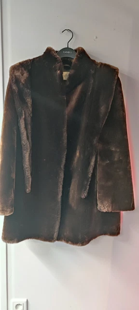 Manteau Femme Fourrure Et Cuir Véritable - Marque Sprung Frère - Taille 40-42 (L) - Occasion Très Bon état