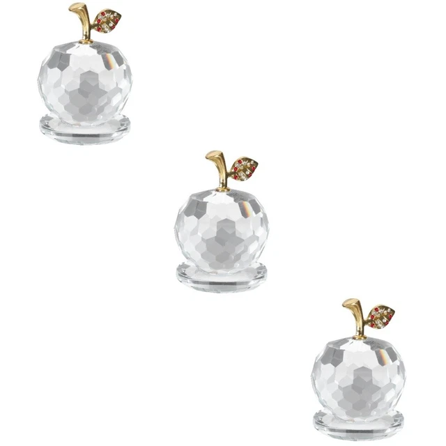 3 Pcs Kristall-Apfel-Ornament Glasfigur Glas Dekoration Schmücken