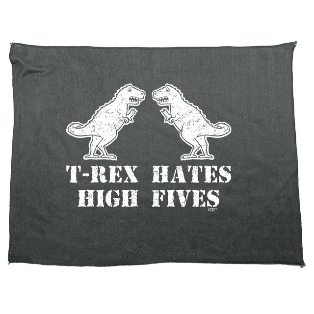 Trex Hates High Fives Dinosaur - Asciugamano sportivo in microfibra