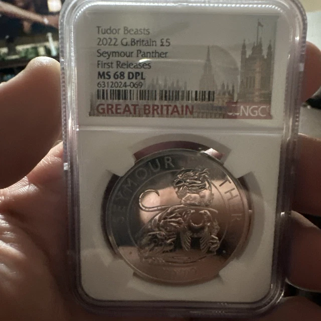 2024 英国 £5 テューダービーストNGC MS69 DPL 2024 GREAT BRITAIN £5 Tudor Beasts Seymour Unicorn NGC MS69 First