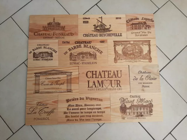 Lot de 12 estampes bois façades caisse vin  