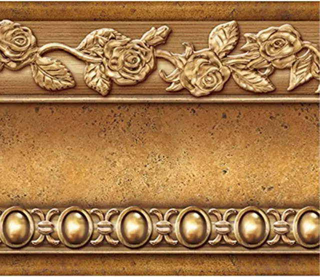 Flower Molding Peel and Stick Wall Border Easy to Apply (Gold Gold/Brown