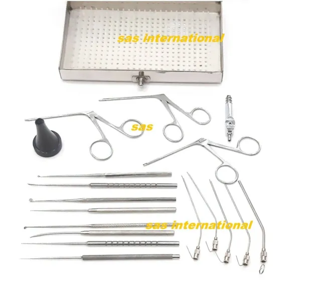 Myringotomy Instruments Set of 15 pcs For ENT Myringoplasty Surgical instruments