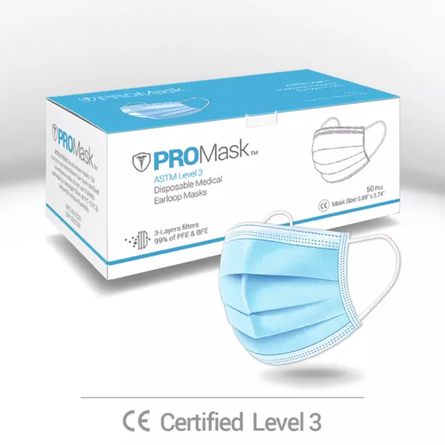 10/50/100 PROMask Disposable Face Masks Medical Surgical Dental 3-Ply Earloop