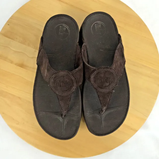 FitFlop Oasis Wedge Thong Sandals Womens Size 7 Brown #026-030 Flip Flops Shoes