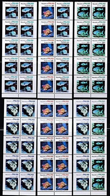 PALAU 1983/85 MARINE LIFE - FISH & SHELLS x6 booklet PANES MNH