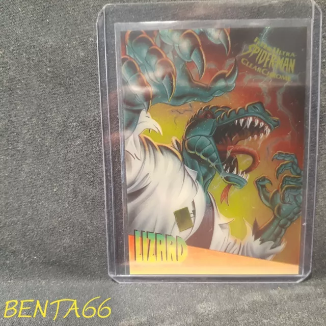 1995 Spiderman Fleer Ultra Holoblast 🔥 Lizard Clear Chrome Insert Card # 5