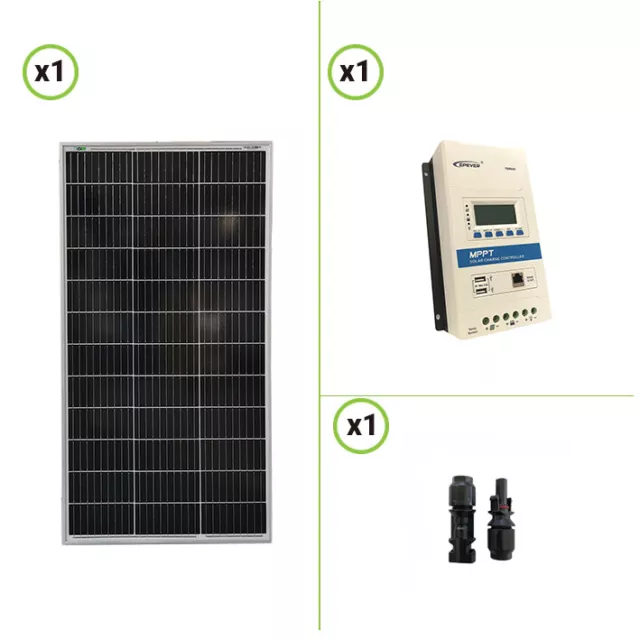 Kit fotovoltaico Panel solar monocristalino 100W 12V regulador de carga 10a TRIR