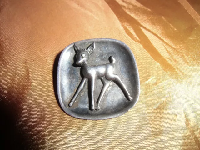 Brosche Nadel Anstecknadel Pin Bambi Rehkitz Reh Disney in 935 Silber um 1960