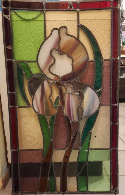 Glas-Fensterbild (Bleiverglasung) Motiv: Blumen mit Aufhängung
