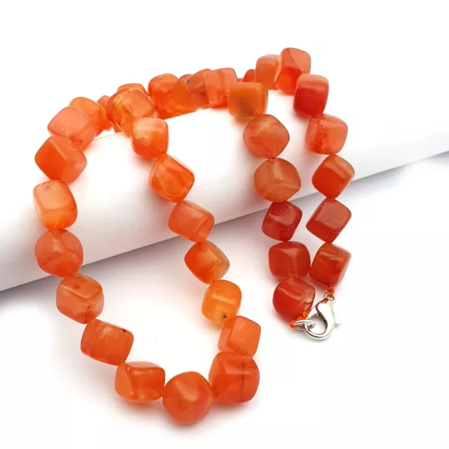 Naturel Cornaline Lisse Cube Gemme Collier Perles 8-10 MM 276 CT 45.7cm