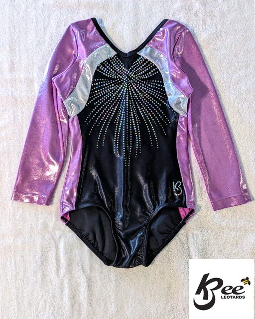 COMPETITION Kbee gymnastics Leotard AXS Extra Small Pink Silver RHINESTONES