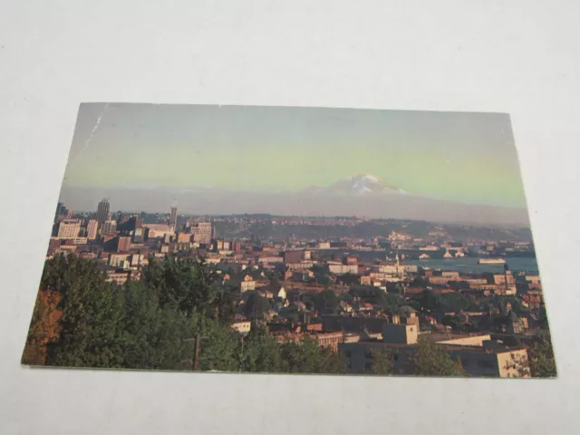 H567 postcard Seattle Washington 1961 Aerial view of city WA