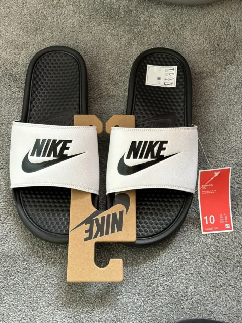 Nike Benassi JDI Slides Sliders UK 9 US 10 EUR 44 White Black 343880 100 BNEW