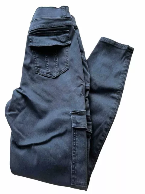 Perfect SPANX Stretch Twill Ankle Cargo Pants Washed Black-20311R-Size Medium 2