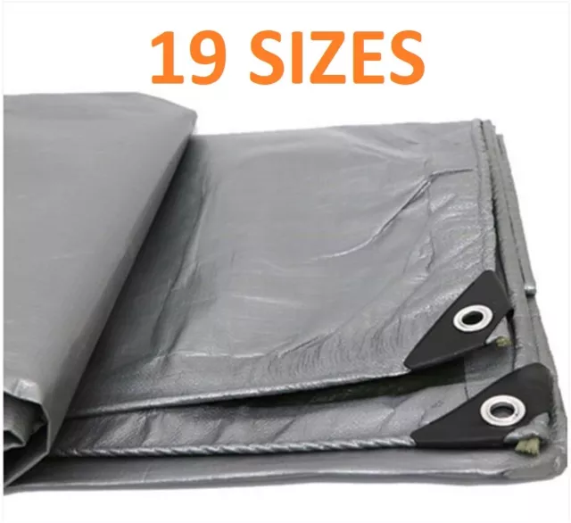 Tarpaulin Cover Tarp Sheet Silver 160GSM Waterproof Ground Camping Multipurpose