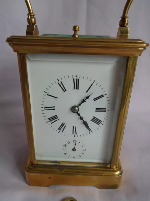 Antique French Grande/Petite Sonnerie/Alarm Repeating Carriage Clock + Key & Box 3