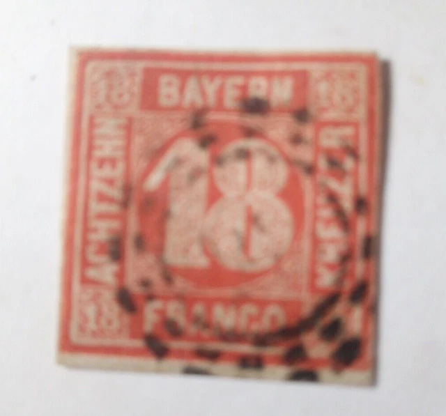 Briefmarken Königreich Bayern Altdeutschland ACHTZEHN Kreuzer Farbe rot