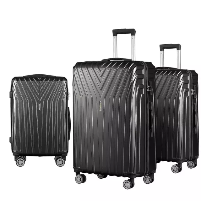 Wanderlite 3pc Luggage 20'' 24'' 28'' Trolley Suitcase Sets Travel TSA Hard Case