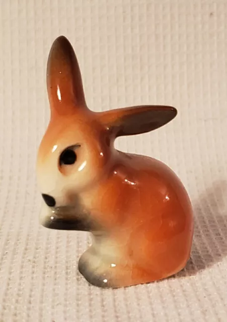 Vintage Goebel Porcelain Red Brown Bunny Rabbit Figurine West Germany White