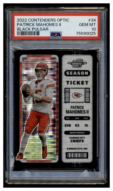 2022 Panini Contenders Optic #34 Patrick Mahomes II 2/5 PSA 10 Black Pulsar
