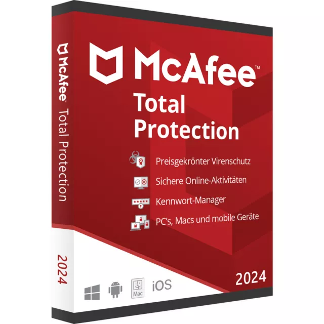 McAfee Total Protection 2024 | 1 Gerät | 1 / 2 / 3 Jahre | Neu | Blitzversand