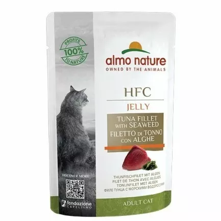 Almo Nature HFC Jelly Cibo Umido per Gatti - Tonno con Alga Marina - 12x55 gr