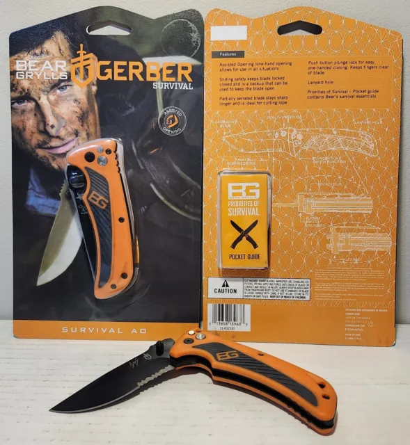 Gerber Bear Grylls Survival AO Assisted Opening Camping Survival Gear Knife NEW