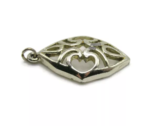 Geometric Pattern Necklace Charm Open Design Vintage Silver Tone