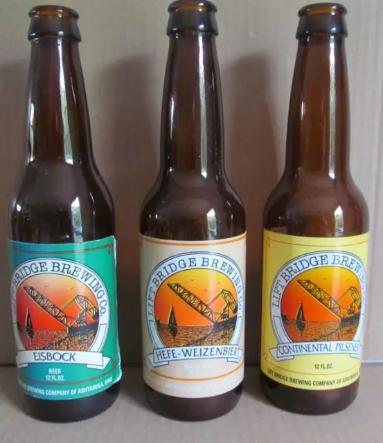 3-90'S Era  Liftbridge Brew Ashtabula Ohio  Micro Craft Beer Label Bottles Lot 2