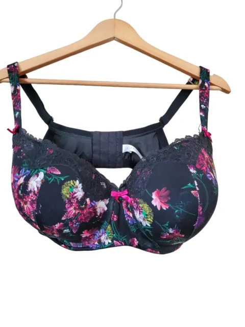 LANE BRYANT CACIQUE Floral Boost Balconette Bra 40DDD Push Up Padded $19.99  - PicClick