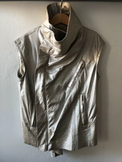 Rick Owens Champagne Metallic Leather Vest