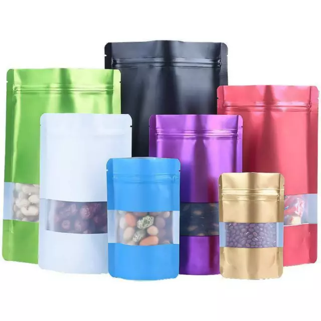 Window Matt Finish Foil Mylar Bag Stand Up Pouches Food Grade Heat Seal Zip Lock