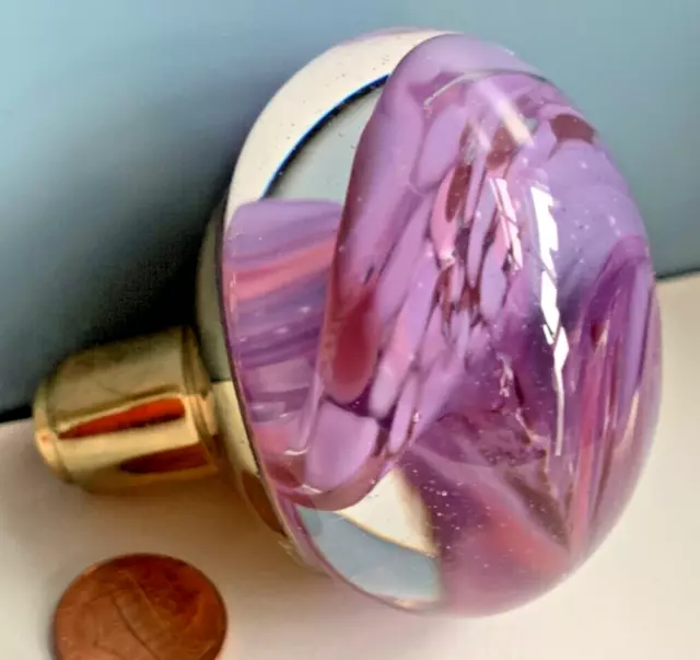 vtg glass paperweight DOOR KNOB drawer pull antique purple doorknob art craft 2