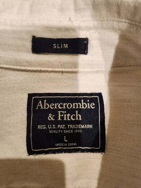 Abercrombie & Fitch Shirt Mens Medium Long Sleeve Beige Slim Fit Cotton