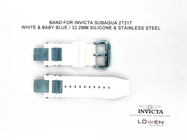 Authentic Invicta Subaqua 27317 White & Baby Blue Silicone 32.2 mm Watch Band