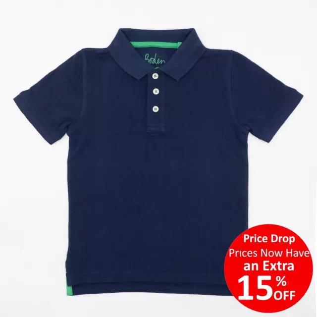 Mini Boden Polo Shirt Boys Blue Navy Pique Summer Holiday Classic Smart Casual