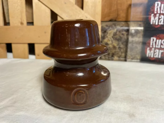 Vintage Brown Porcelain Ceramic Electric Power Line Insulator