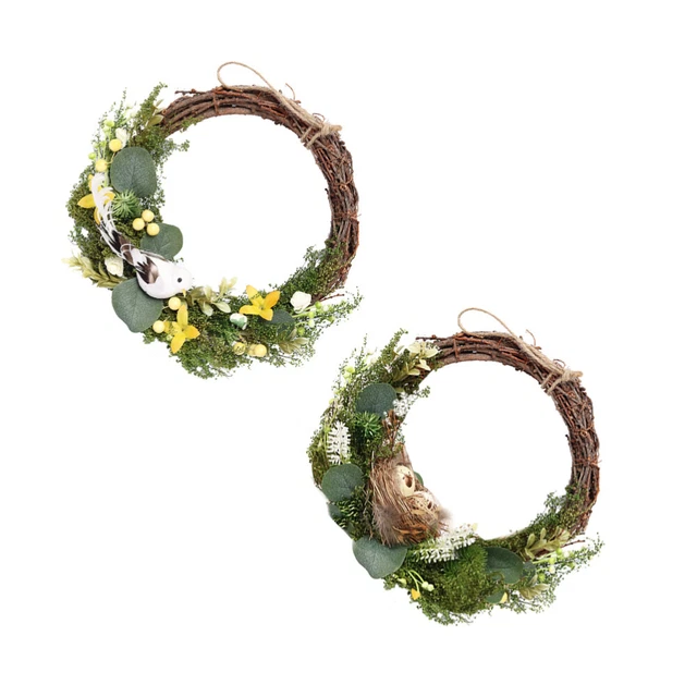 2 piezas decoración de nido de pájaros flor de guirnalda artificial