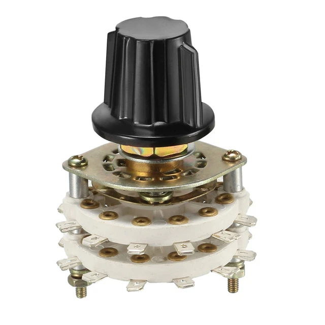 Interrupteur Rotatif 4 Positions - 13A-125V/10A-250V - Pour Radiateur, Ventilateur, Chauffe-eau - 2 Pièces + Boutons