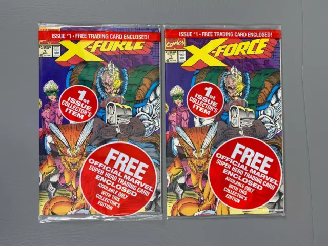 X-Force #1 Marvel Comics 1991 Deadpool & Cable Rookie Card Lot 2 Books Sealed