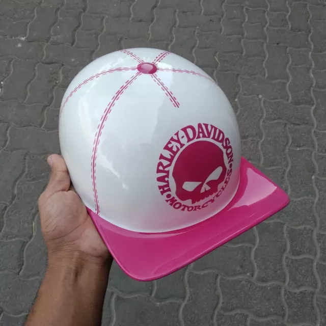 Motorcycle Helmet Baseball Cap Style fiberglass custom Helmet Bike Pink & white