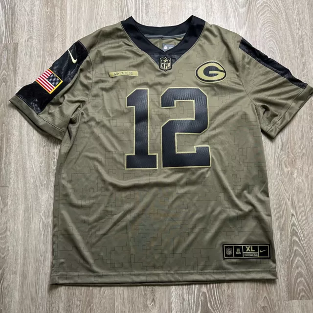 Nike NFL Green Bay Packers Aaron Rodgers Salute to Service Olive Jersey Men's XL