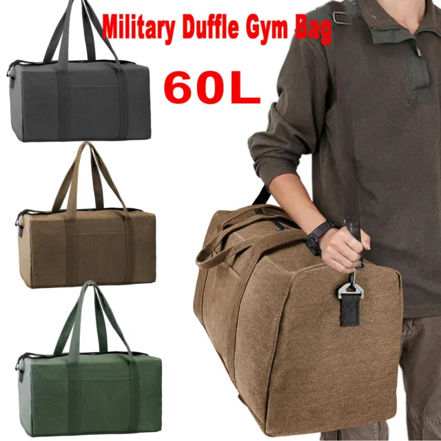 Military Canvas Duffle Gym Bag Sports Travel Luggage Handbag Tote Shoulder Bag