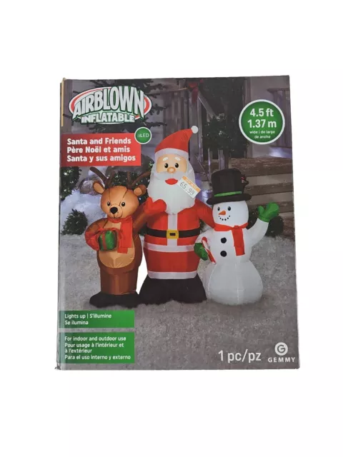 4.5 Ft Christmas Inflatable Santa And Friends LED Lighted Outdoor Decor  A-5008