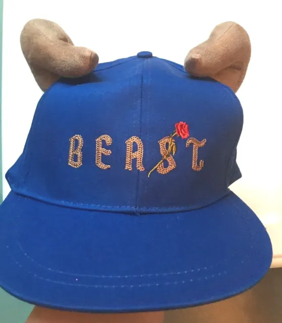 Disney Parks Beauty and The BEAST Hat Horns One Size Adult Embroidered Snap Back