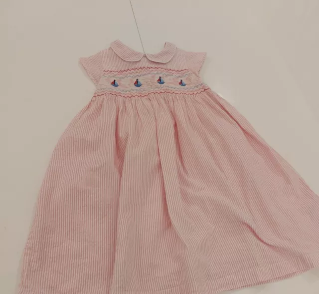 Jojo Maman Bebe Pink & White Striped Dress, 4-5 Years, Girls