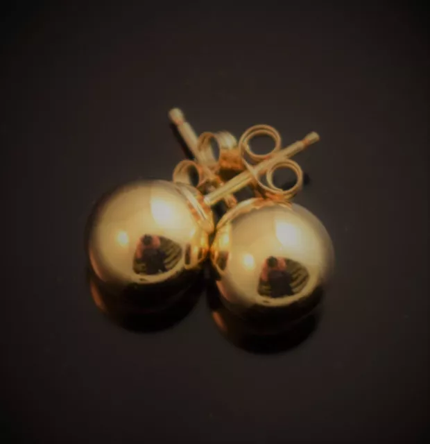 14k Gold Filled (1/20 of 14k Gold) Ball Stud Earrings. 8mm Bead Size. Push Back.