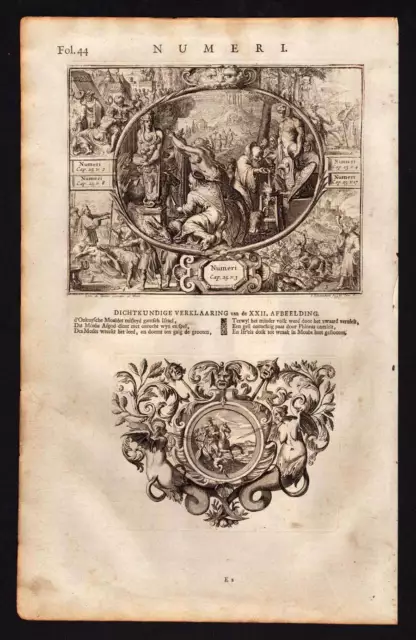 ANCIEN TESTAMENT ADORATION DES JUIFS ET SACRIFICE gravure de la bible de 1704